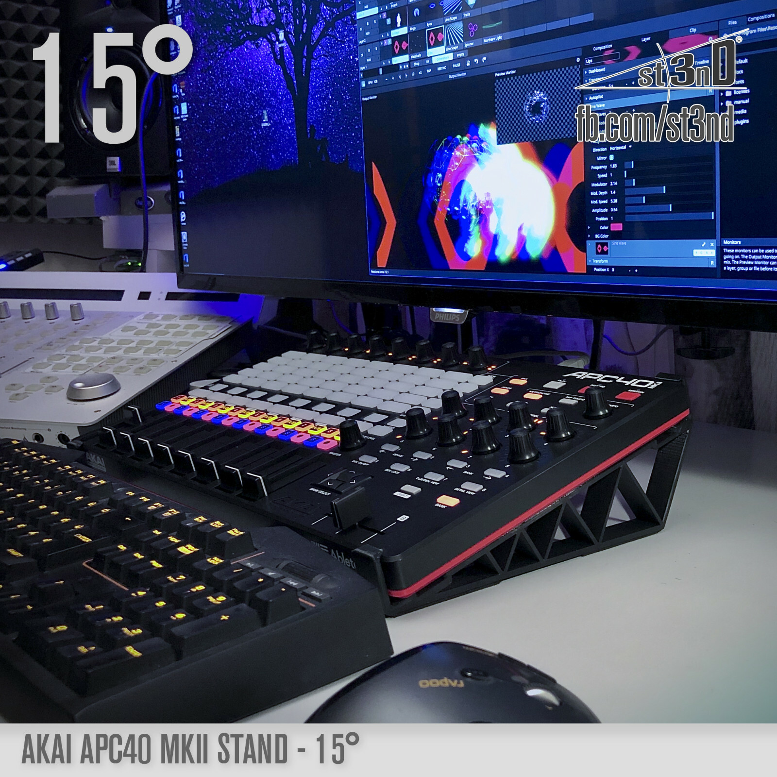 AKAI APC40 MK2 (MKII) Stand - 15 degree - 3D printed