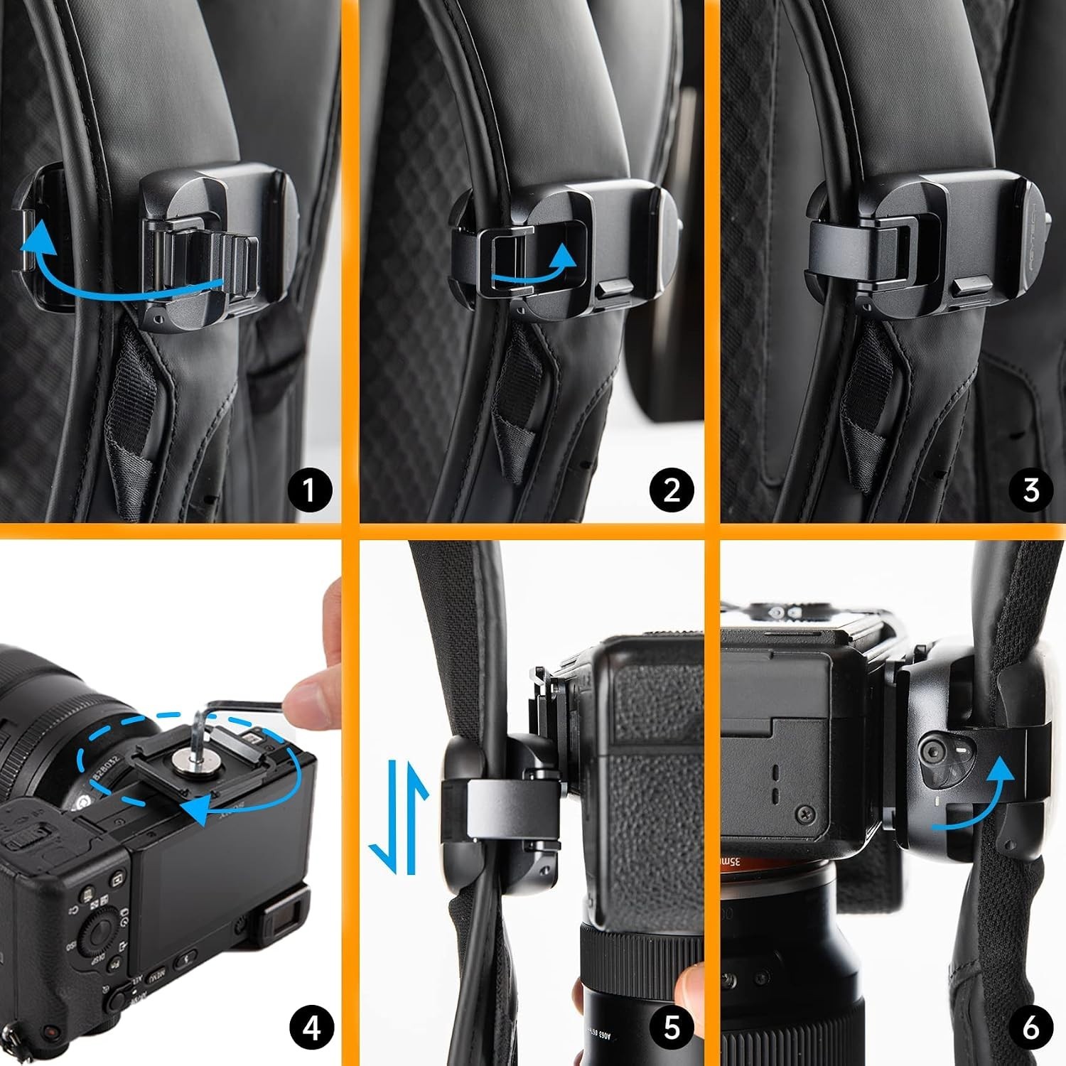 Adjustable DSLR Action Camera Clip | Aluminum Backpack Mount