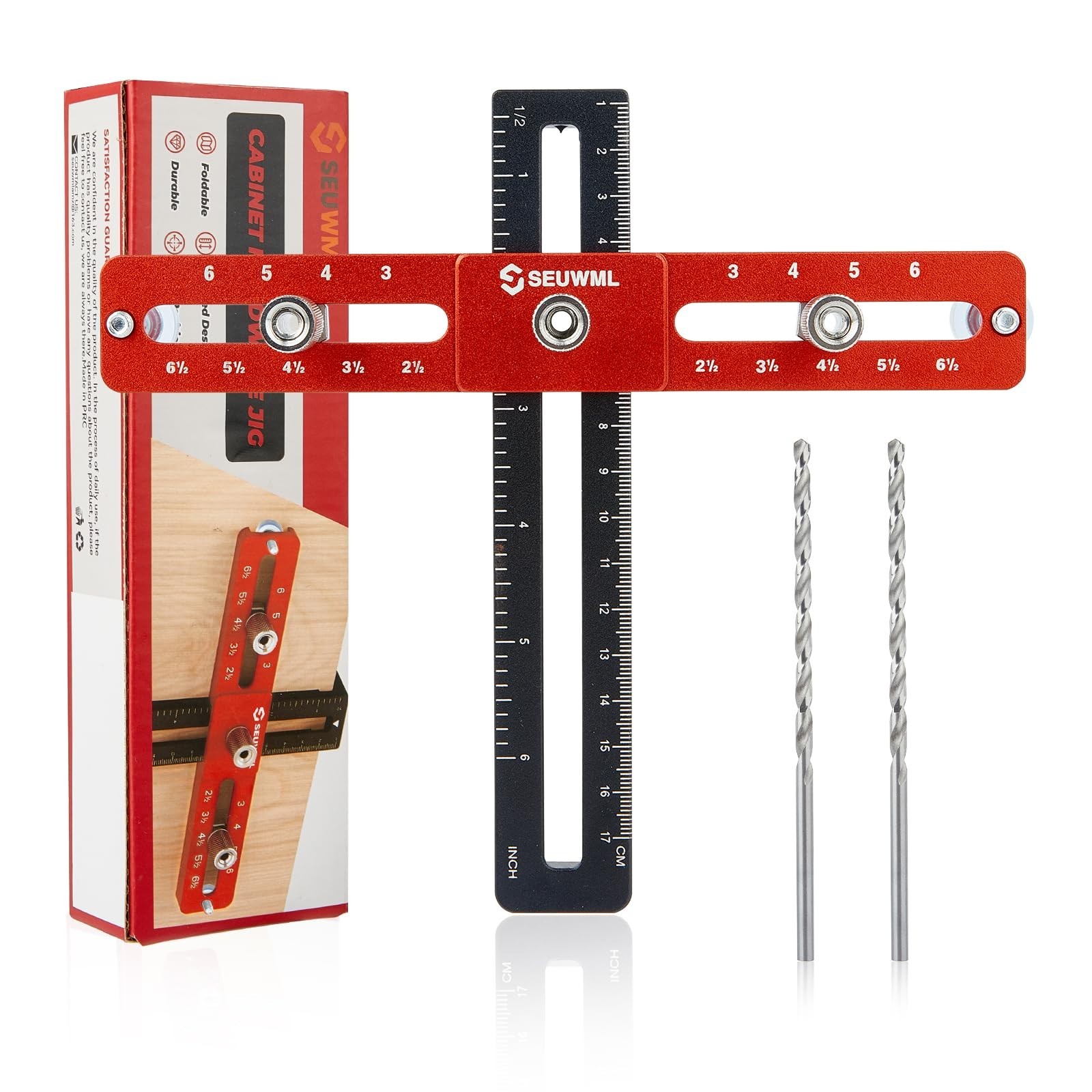 Adjustable Cabinet Hardware Jig Tool for Knobs, Handles & Pulls - Self-Centering