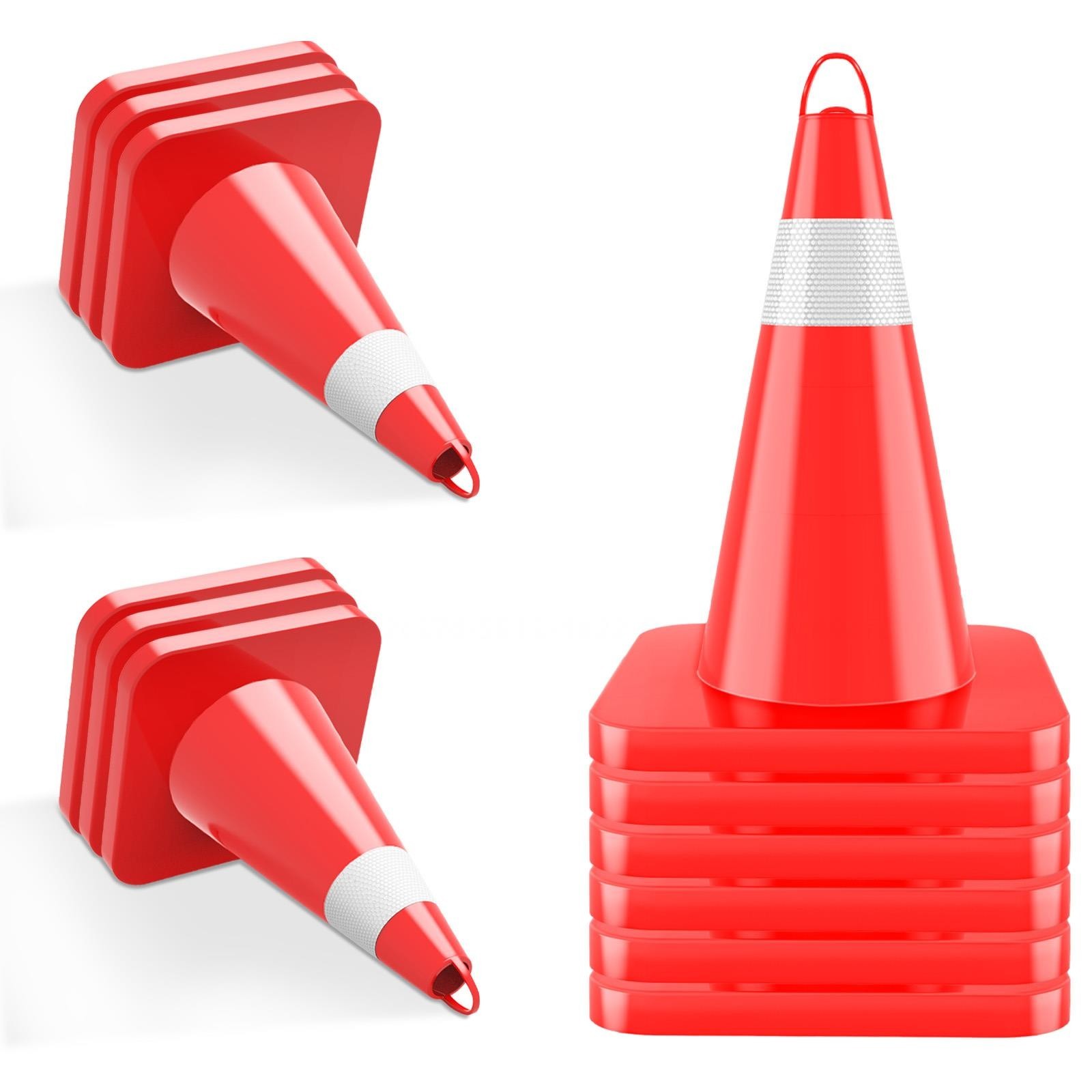 18in 20Pcs Traffic Safety Cone w/ Handle Stackable Design Road Cones w/Collar