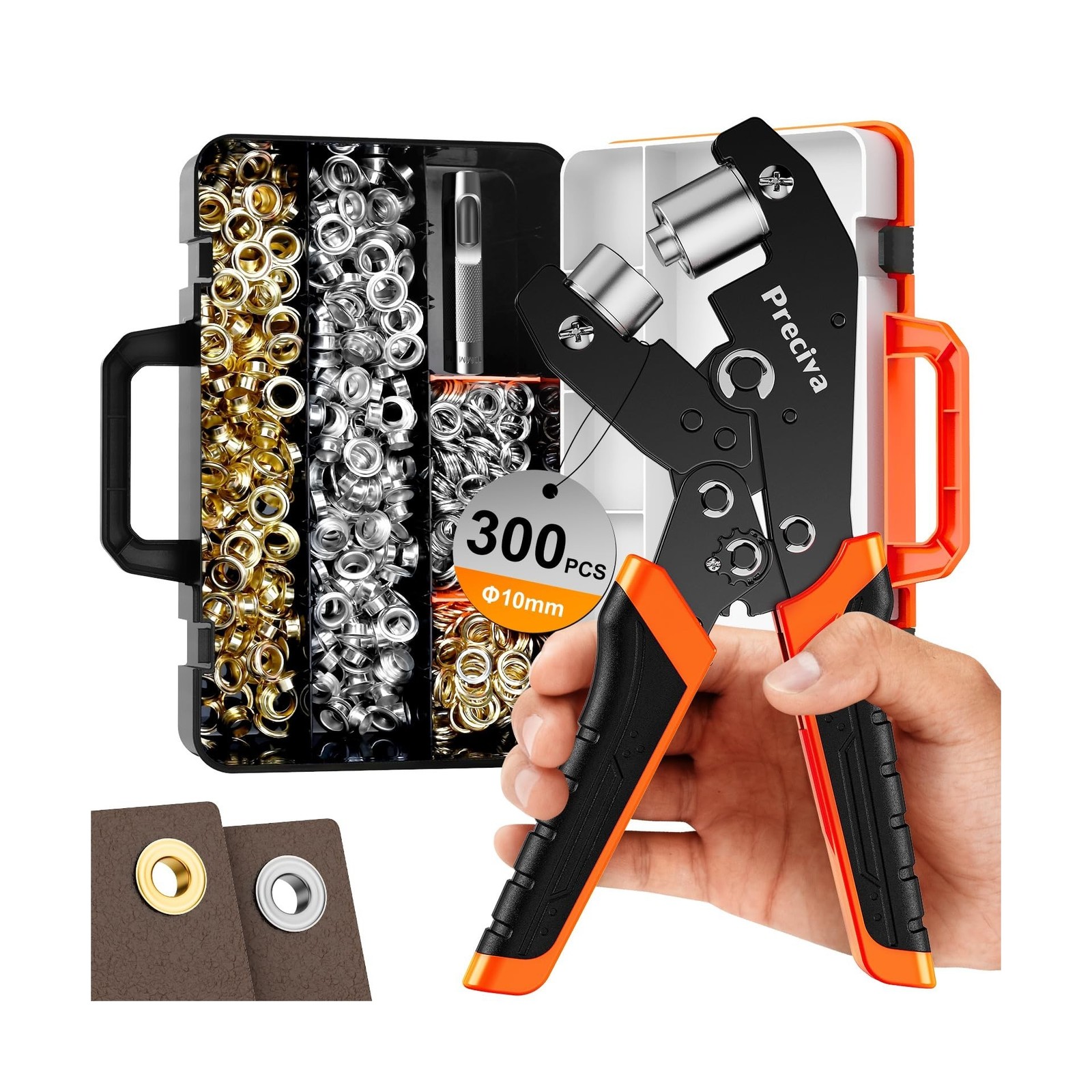Grommets Tool Kit with 3/8 inch Grommets and Carrying Case,Eyelet Punch Plier...