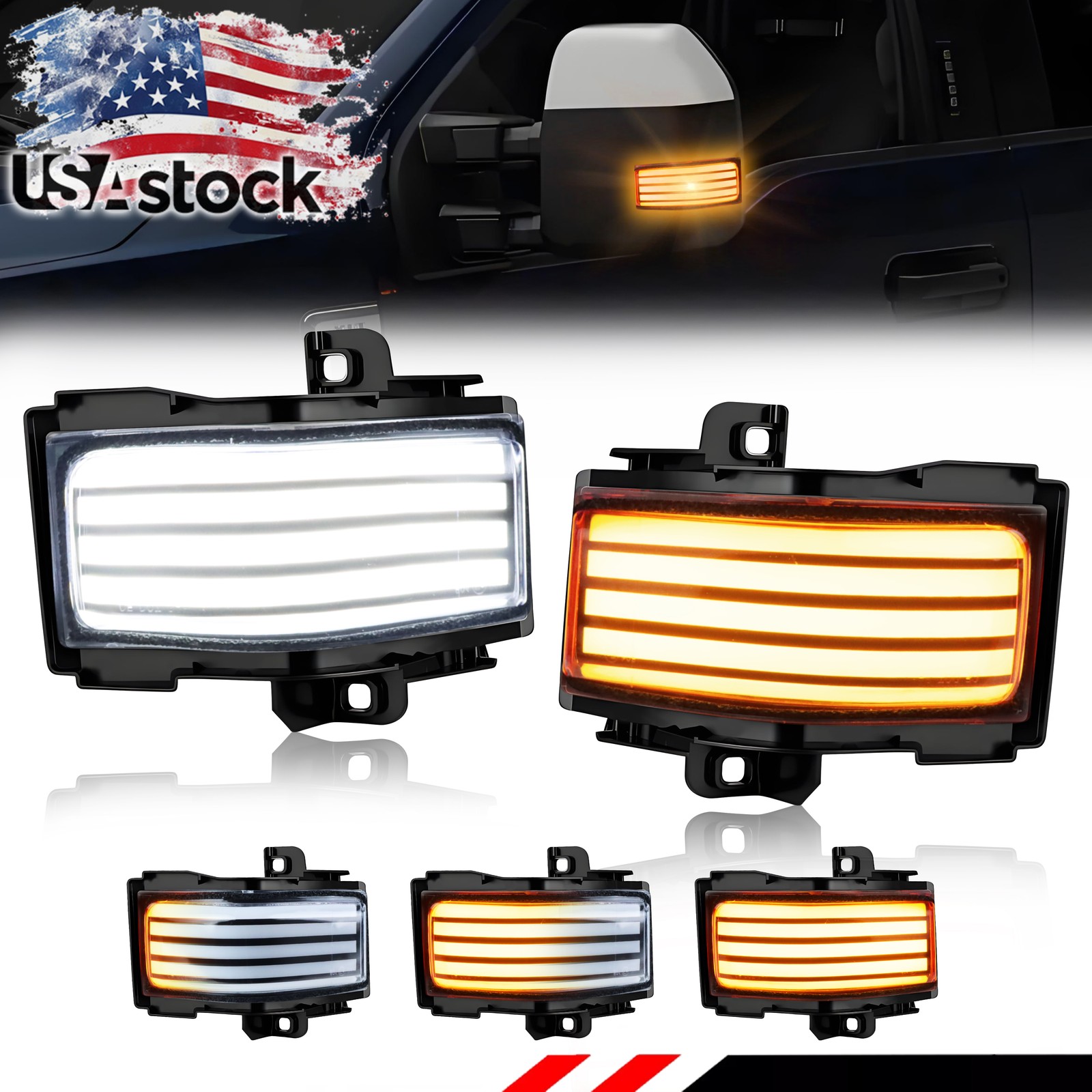 Switchback LED Side Mirror Light For 2017-23 Ford F250 F350 F450 F550 Super Duty