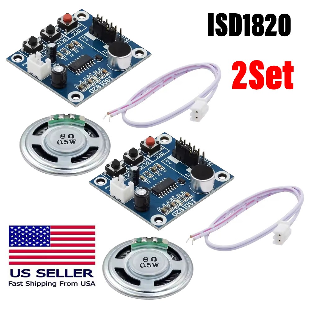 ISD1820 Sound Voice Record Playback Module With Mic Sound Audio  Loudspeaker 2PC