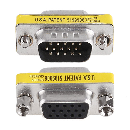 New SVGA VGA 15 Pin Female To Male M/F HD Gender Changer Adapter Coupler for PC