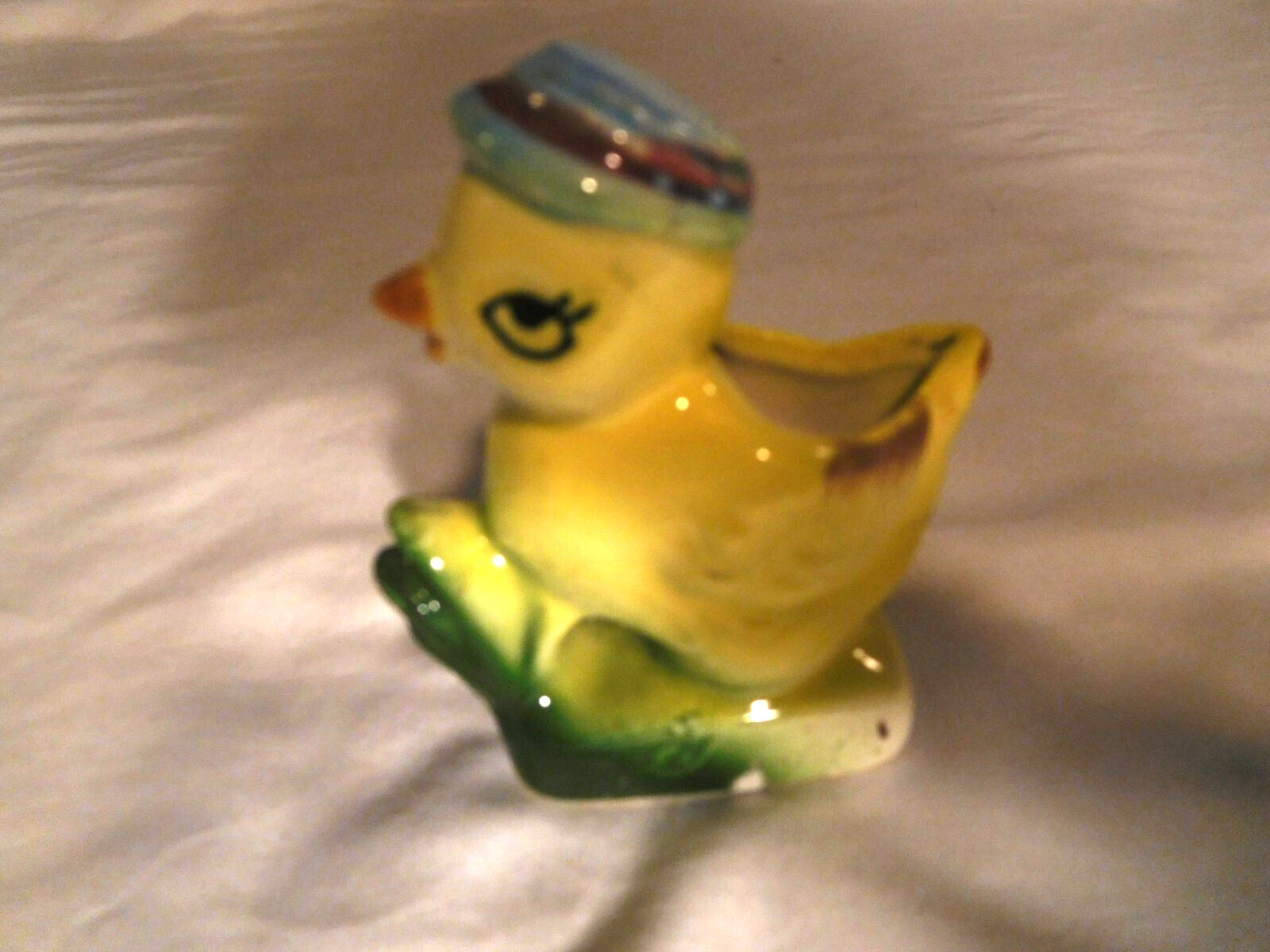 Vintage Made in Japan mini miniature Duck in Hat Planter