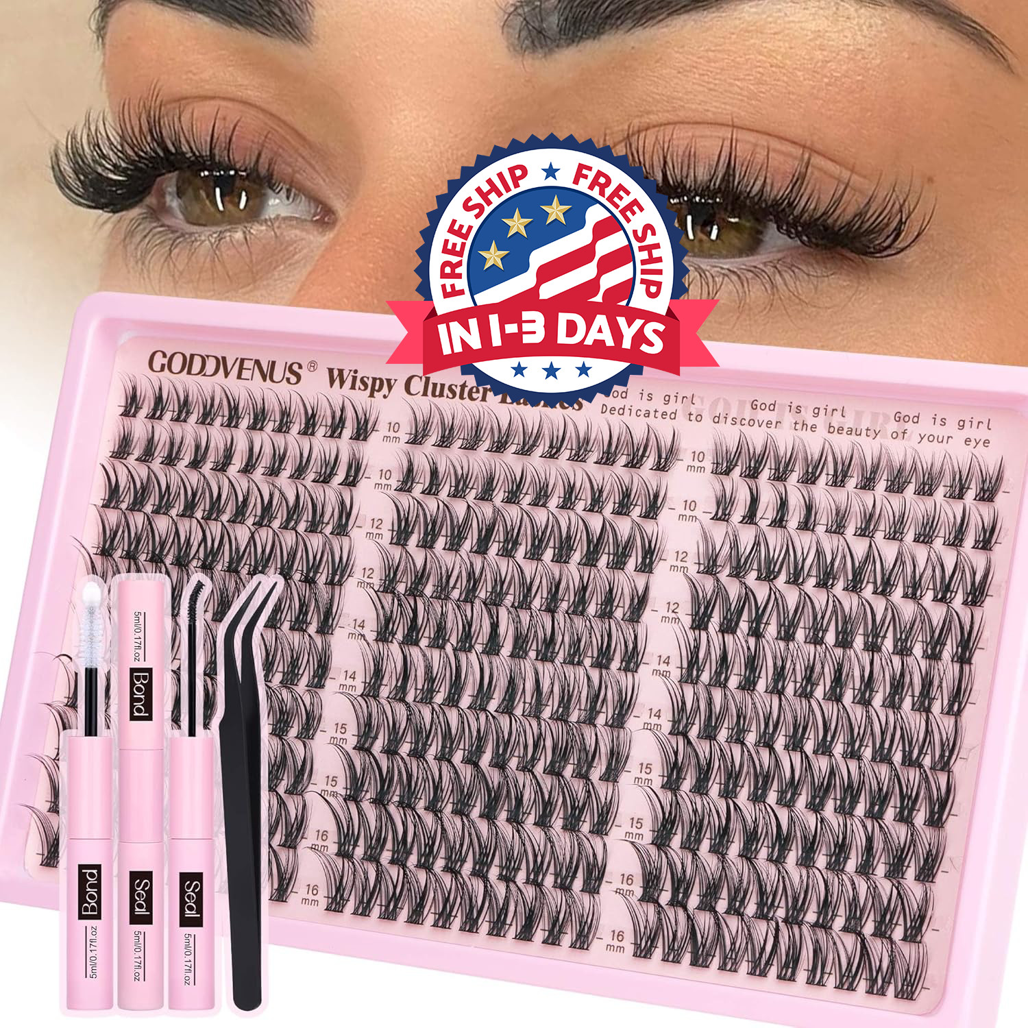 Kit de extensiones de pestañas postizas,300 unidades, 10-16 mm rizo C naturales