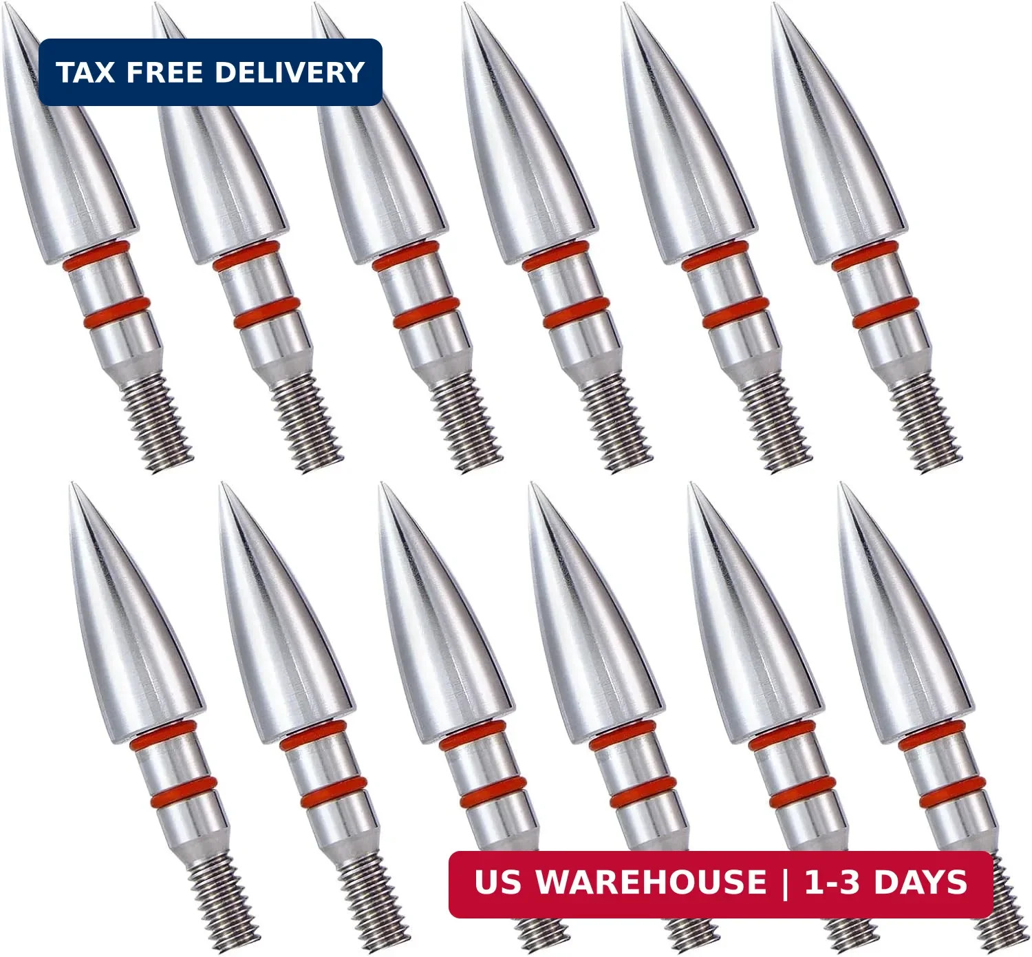 12pcs Archery Field Points, 100/125/150/300 Grain Field Points, Screw-in Archery