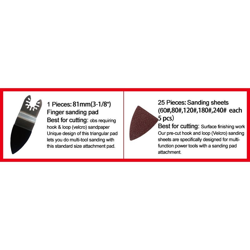 Multi Tool Triangular Sander Pad 25 Sanding Sheets For Oscillating Power Tool