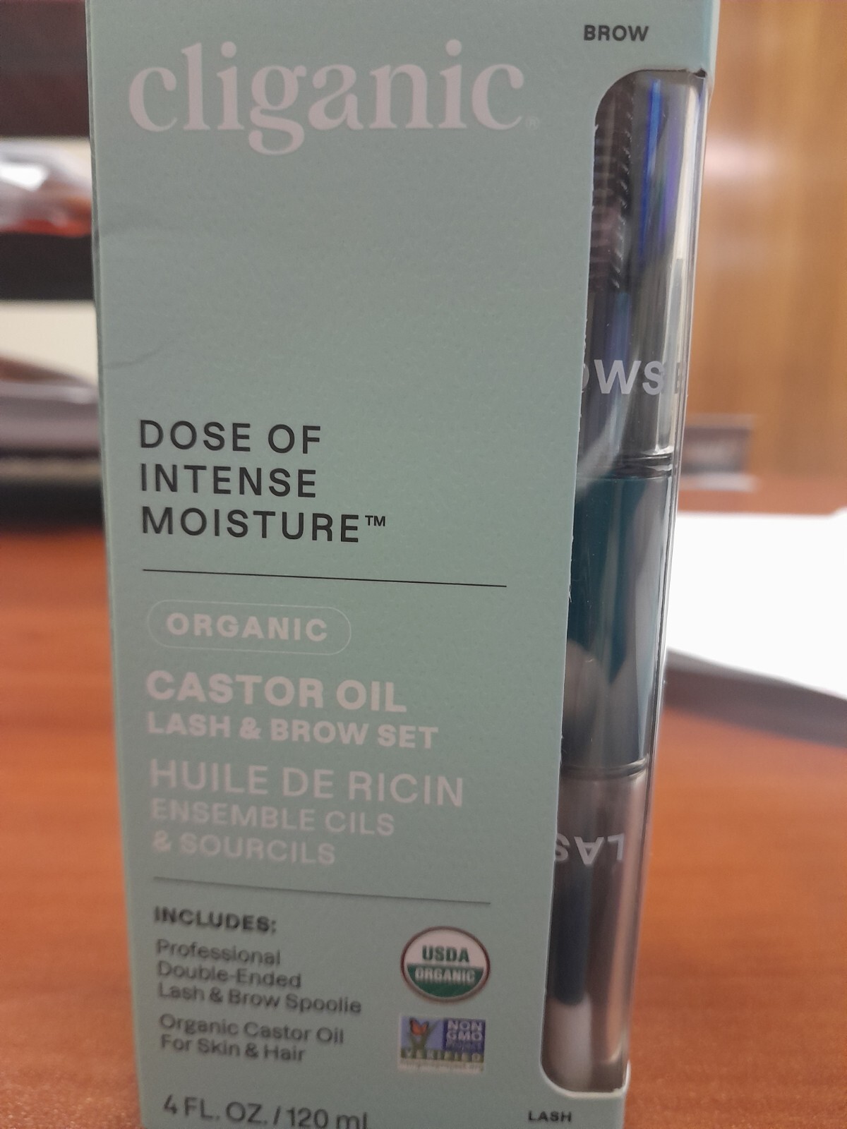 Cliganic organic Castor oil lash and Brow Set NIB 4 FL Oz Expires July 2028