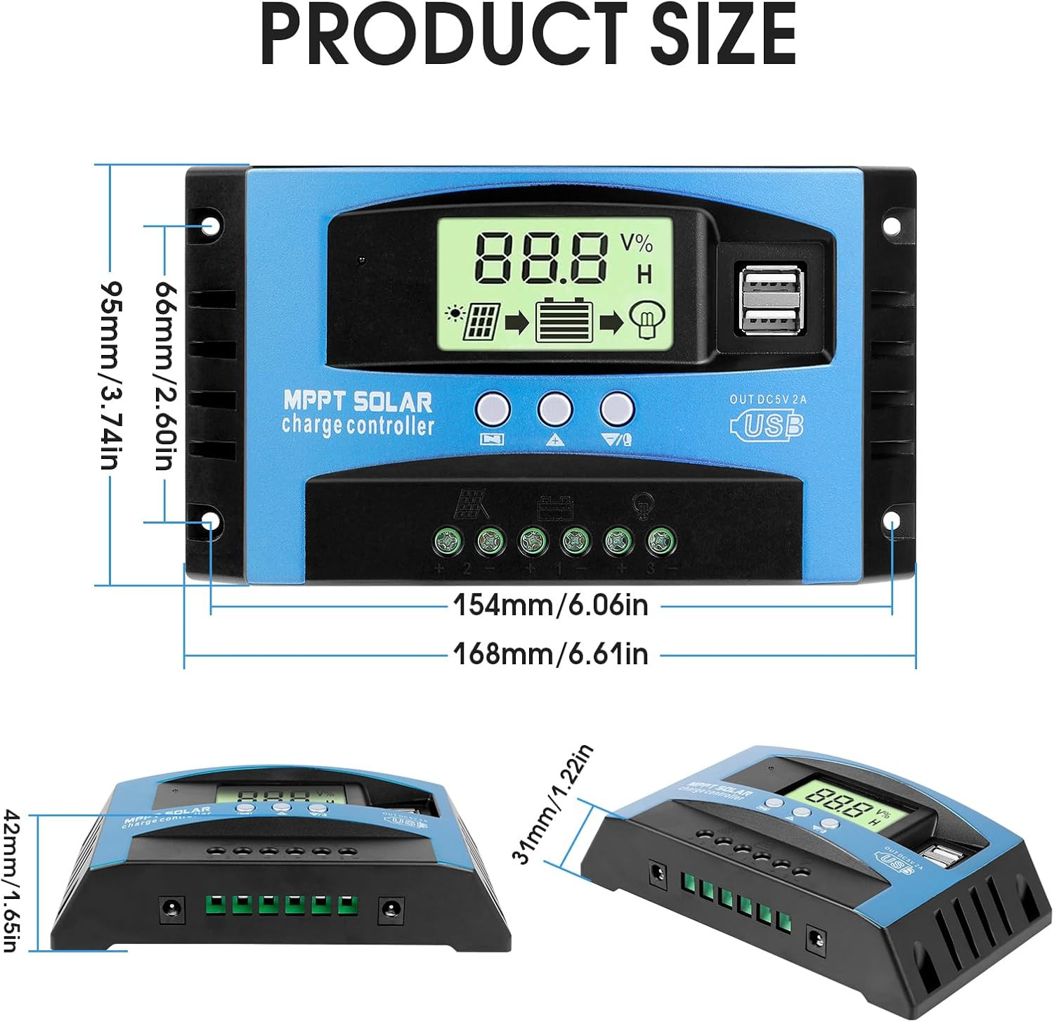 Solar Charge Controller MPPT 12/24V Auto-Switch Universal Controller for Lead-Ac