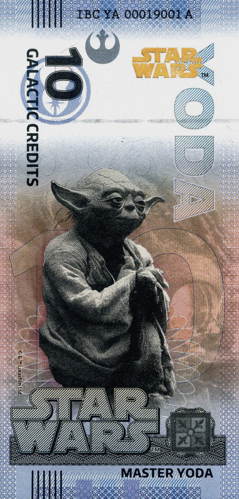 2025 Disney Star Wars 10 Galactic Credits Yoda Souvenir Note