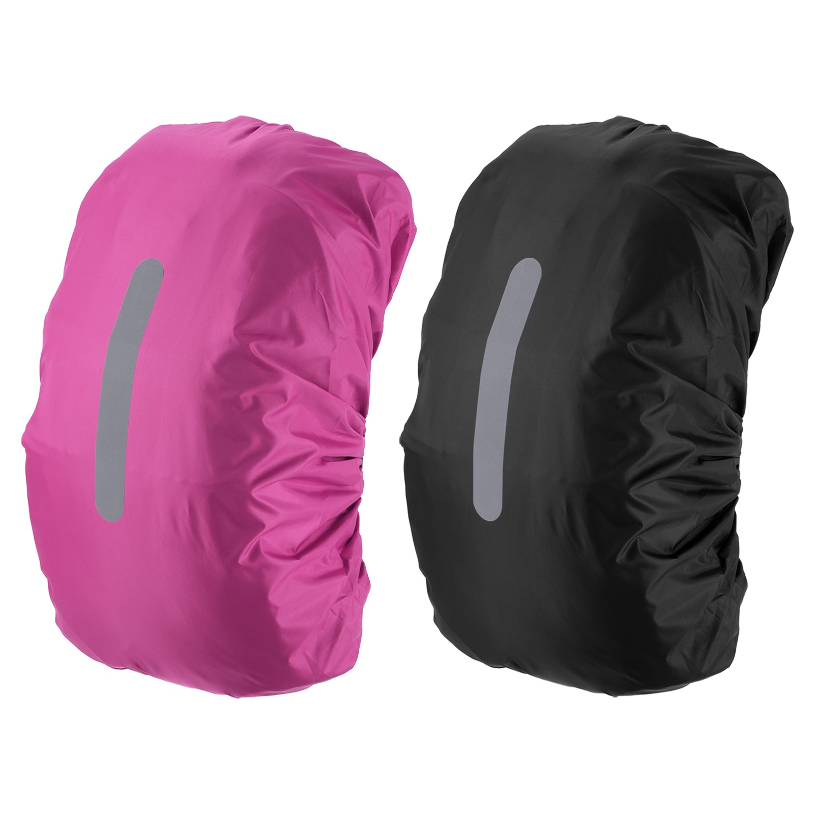 2Pcs 65-75L Waterproof Backpack Rain Cover with Vertical Strap XL Black/Rose