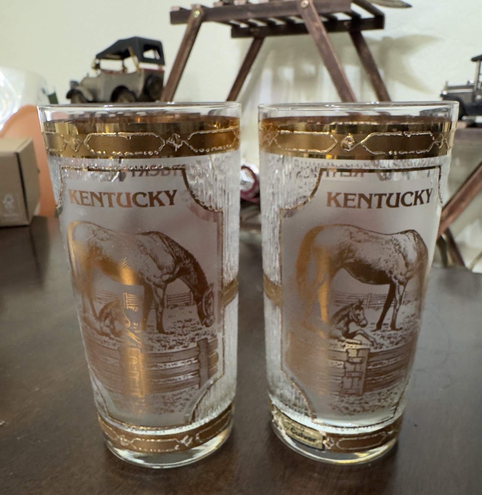 Culver Kentucky 22K Gold Glass lot of 2
