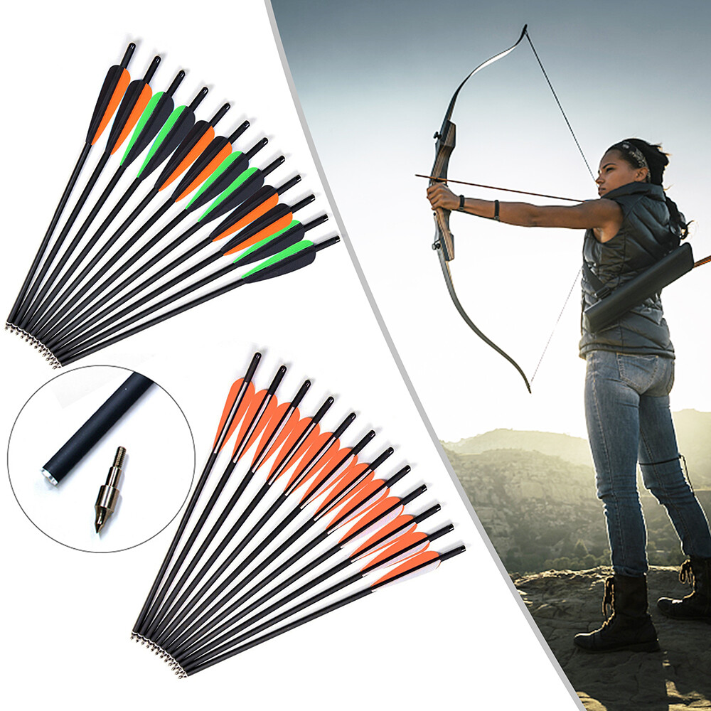 Hunting Crossbow Arrows 12pcs Carbon Look 20 Inch Removable Point