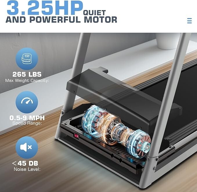 3.25HP Electric Treadmill Folding Running Machine w/10'' Touchable Screen 9mph