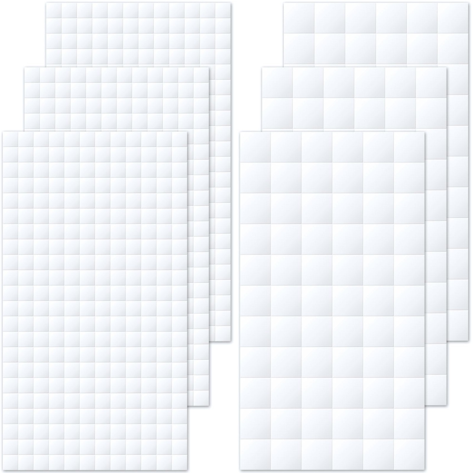 6 Sheets Double Sided Foam Squares, 990pcs, Arts Crafts, White