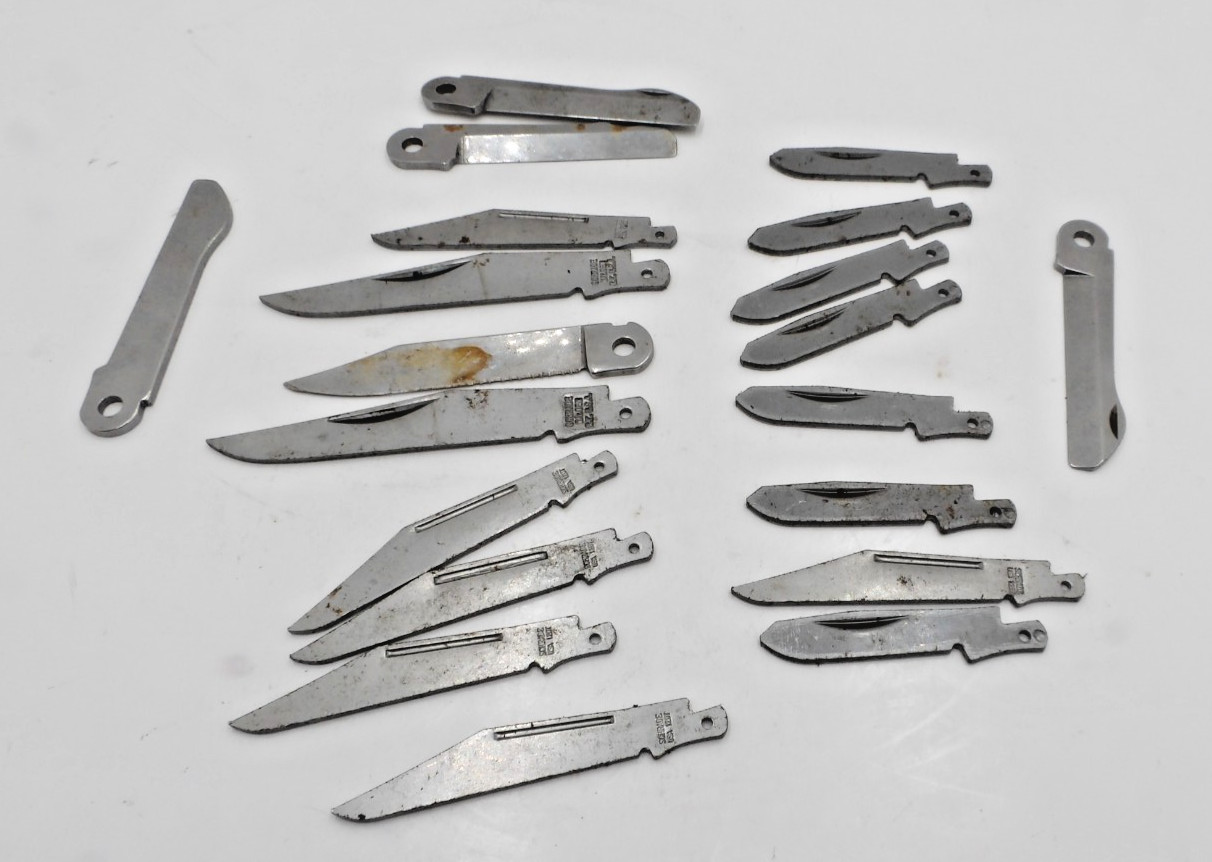 Lot of 20 Vintage Schrade Knife Making USA Blade Blanks Pocket folding 55UH