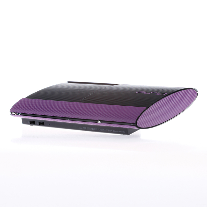 Textured Purple Carbon Fibre Playstation PS3 Super Slim Decal skin cover wrap