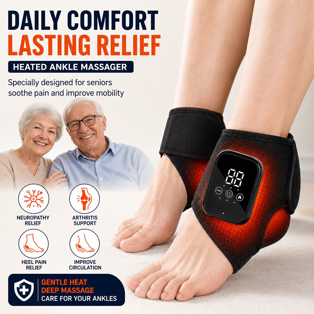 2Pcs Heated Ankle Wrap for Seniors Arthritis Neuropathy Pain Relief Rechargeable