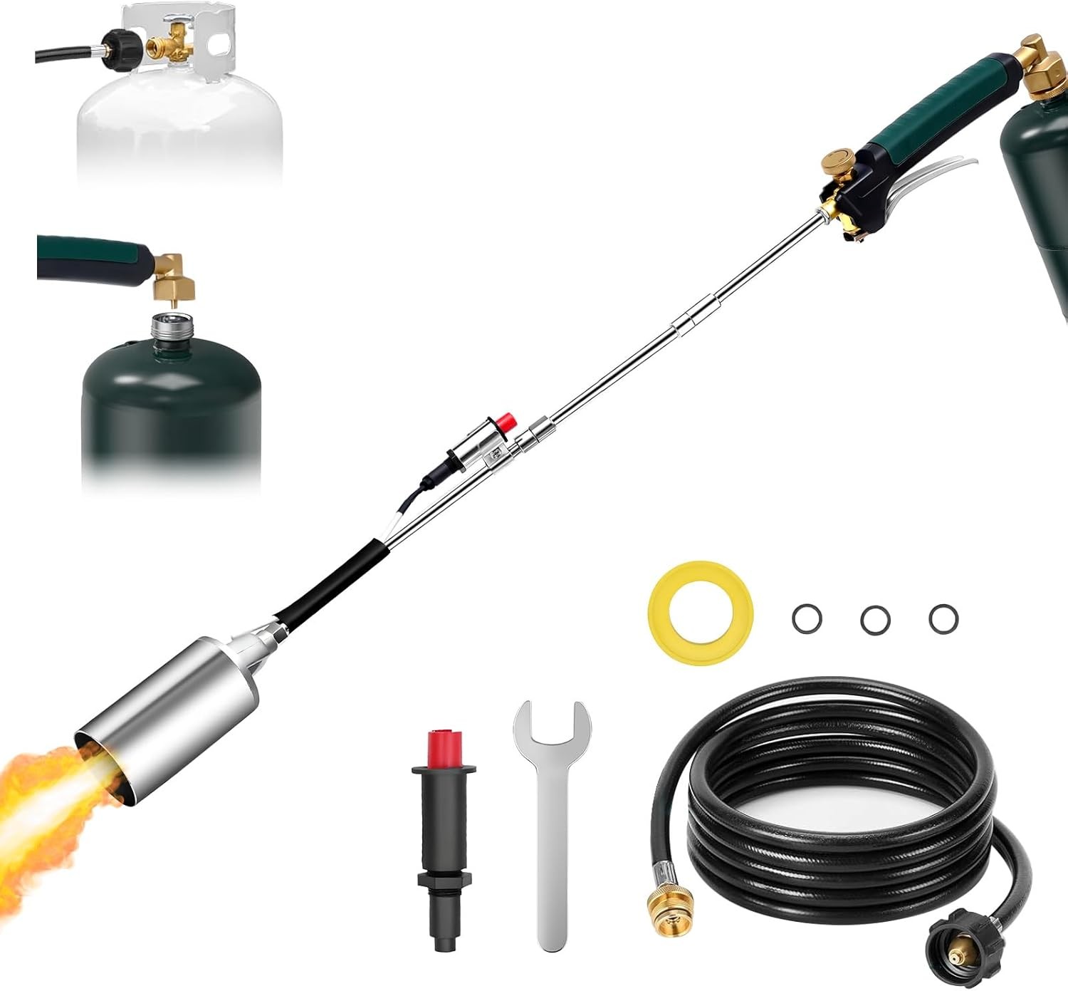 Propane Torch Weed Burner Ice Snow Melting Torch, 40 Inch Long with 10FT Hose