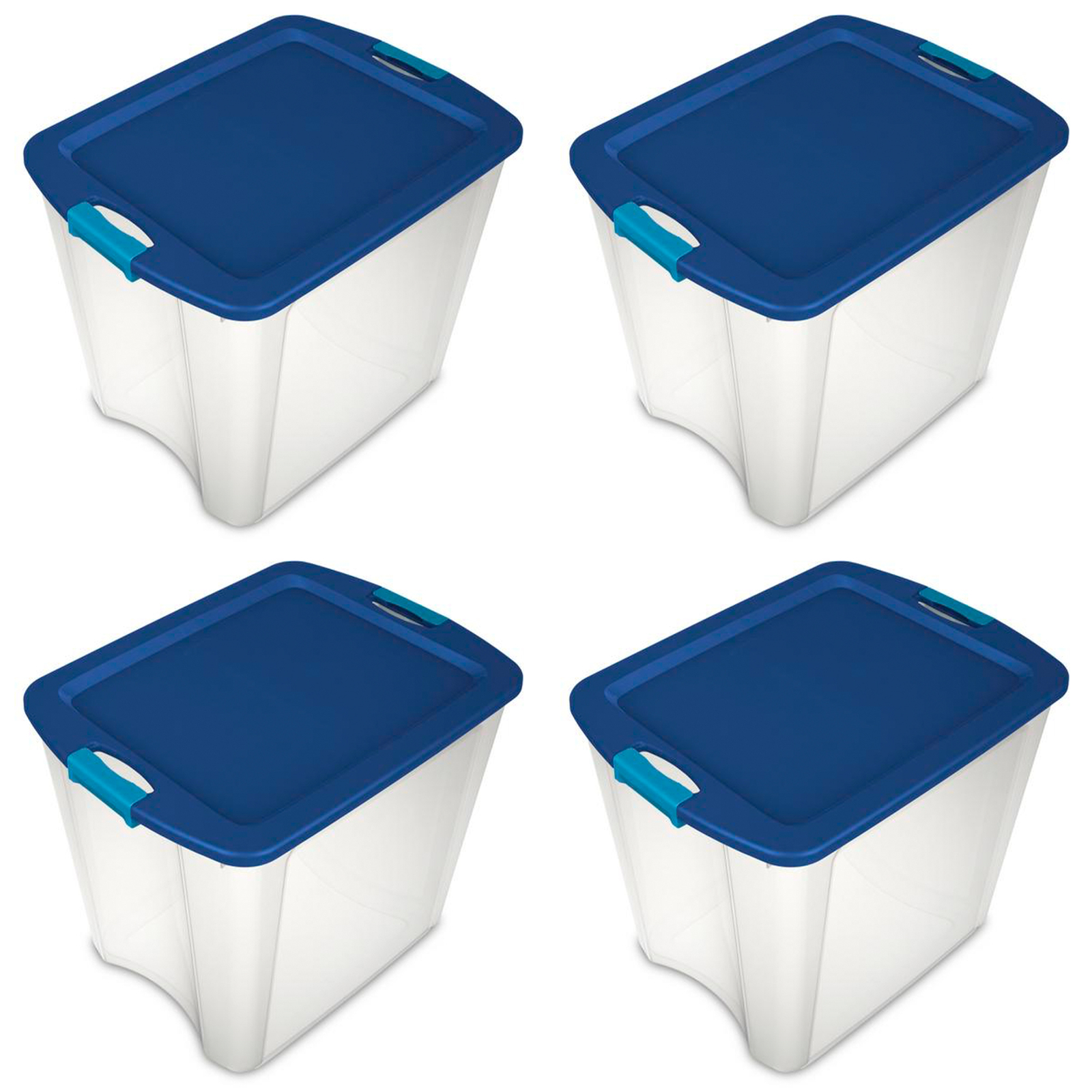 Sterilite 26 Gal Latch and Carry Stackable Storage Bin with Latching Lid, 4 Pack