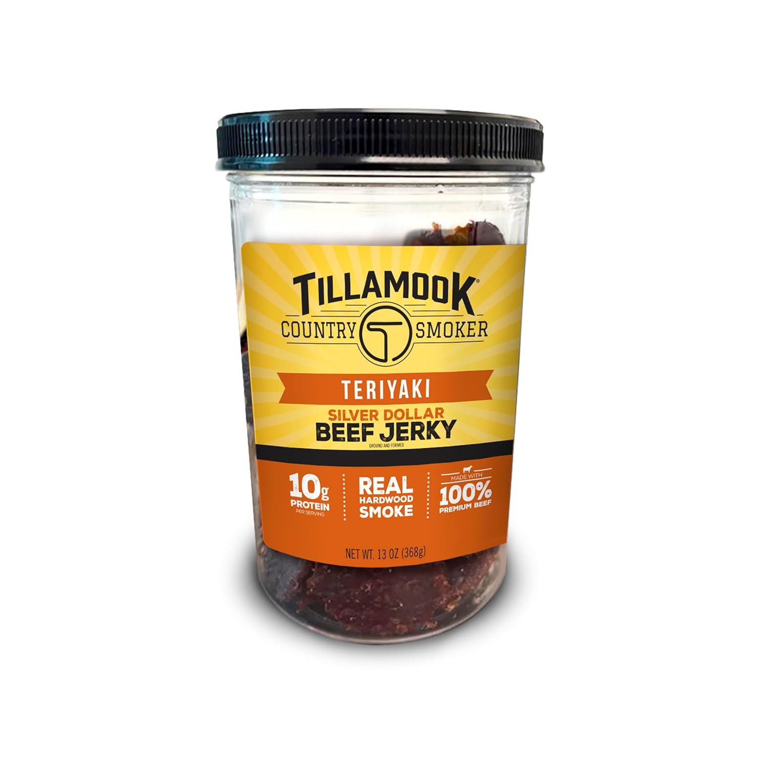 Tillamook Country Smoker Real Hardwood Smoked Silver Dollar Jerky, Teriyaki, 13