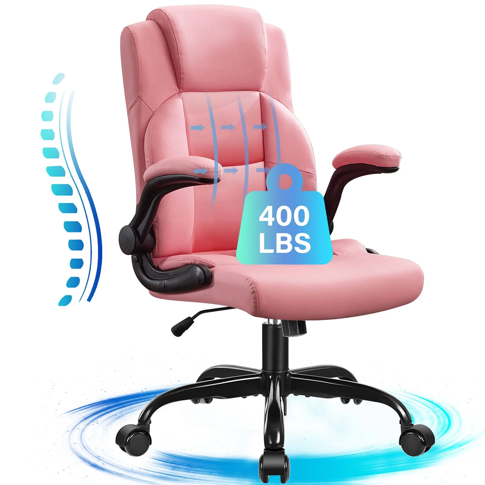 Leather Office Chair, Big and Tall Office Chair 400LBS Wide Seat Ergonomic Compu