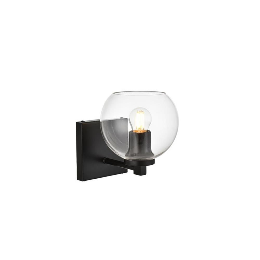Living District Juelz 1-Light Iron & Glass Bath Sconce in Black/Clear