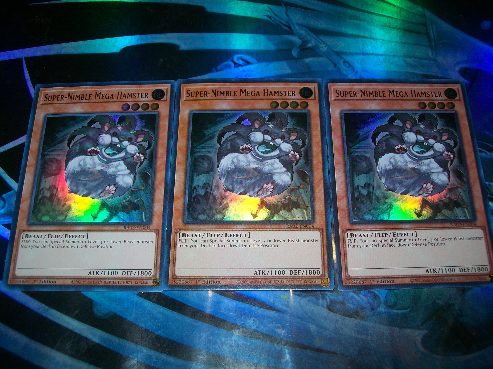 3x Super-Nimble Mega Hamster 1st Edition Ultra Rare RA02-EN004 Yu-Gi-Oh!