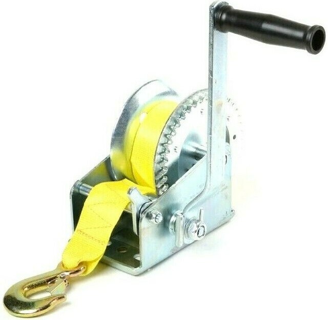 2000 lbs Hand Winch Heavy Duty Nylon Strap Crank Gear Winch Marine Boat Trailer