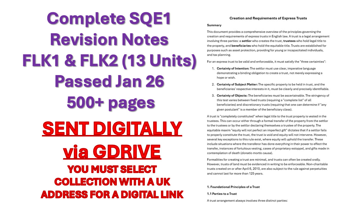 Digital SQE1 (FLK1 & FLK2) Complete Revision Notes – Passed Jan 26 - 500 pages
