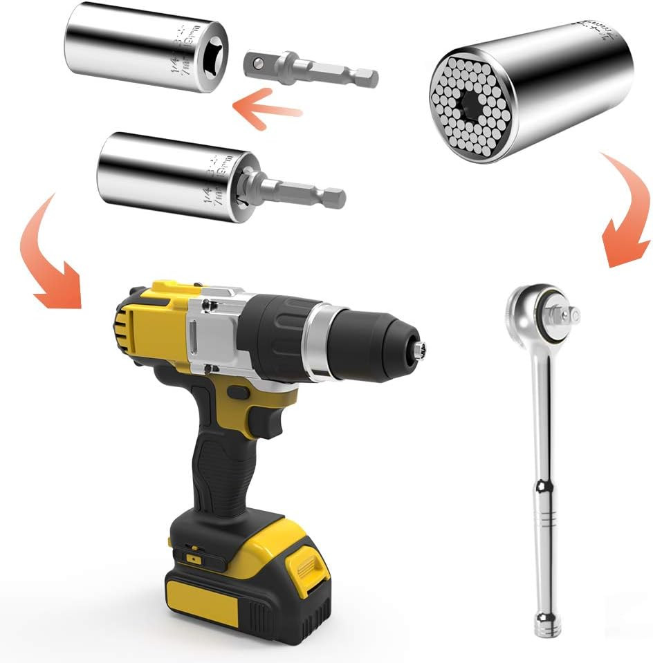 Universal Socket, Self-adjusting Socket Fits Standard 1/4'' - 3/4'' Metric 7mm-1