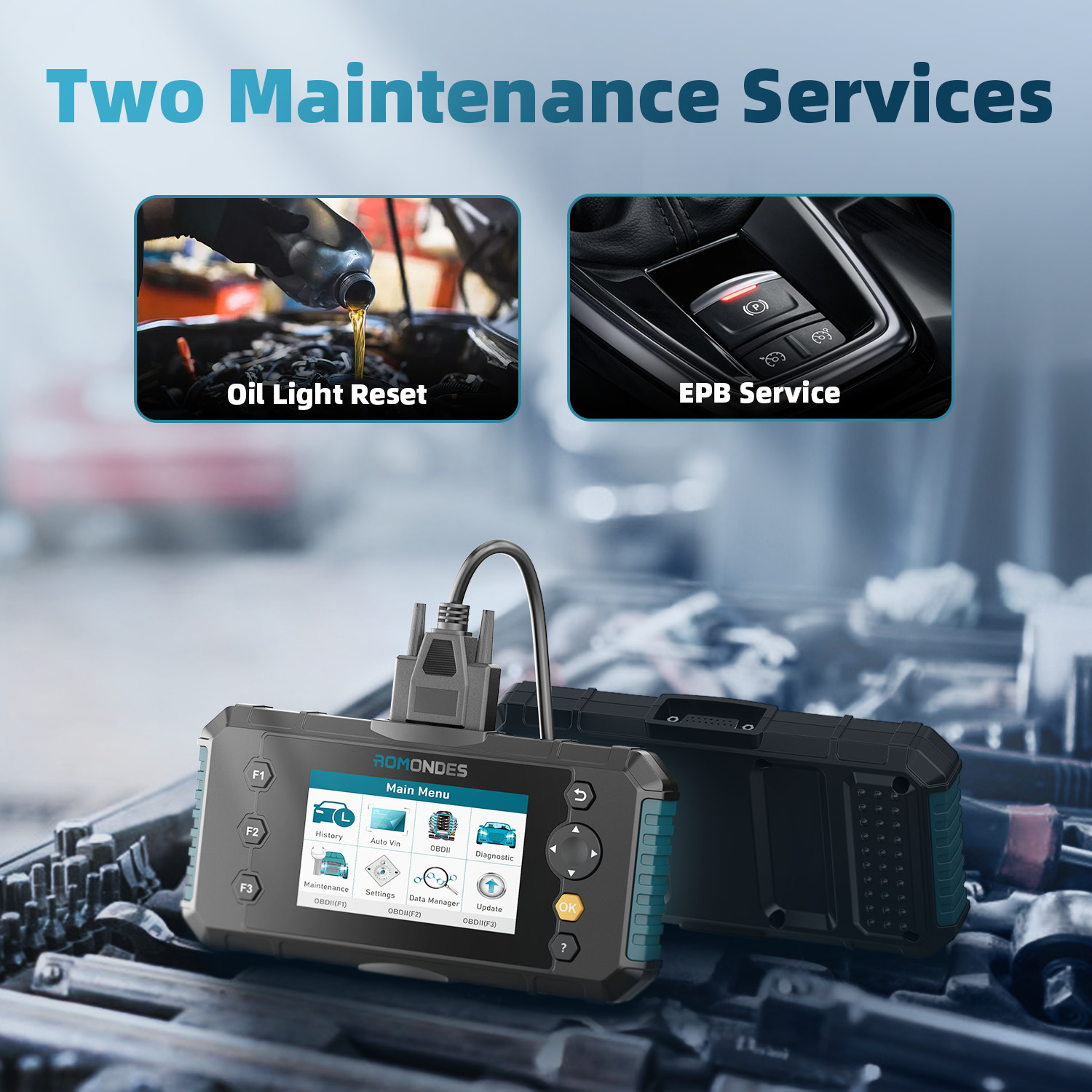 ROMONDES RD3000 Auto Code Reader OBD2 Scanner Diagnostic Tool EPB & Oil Reset