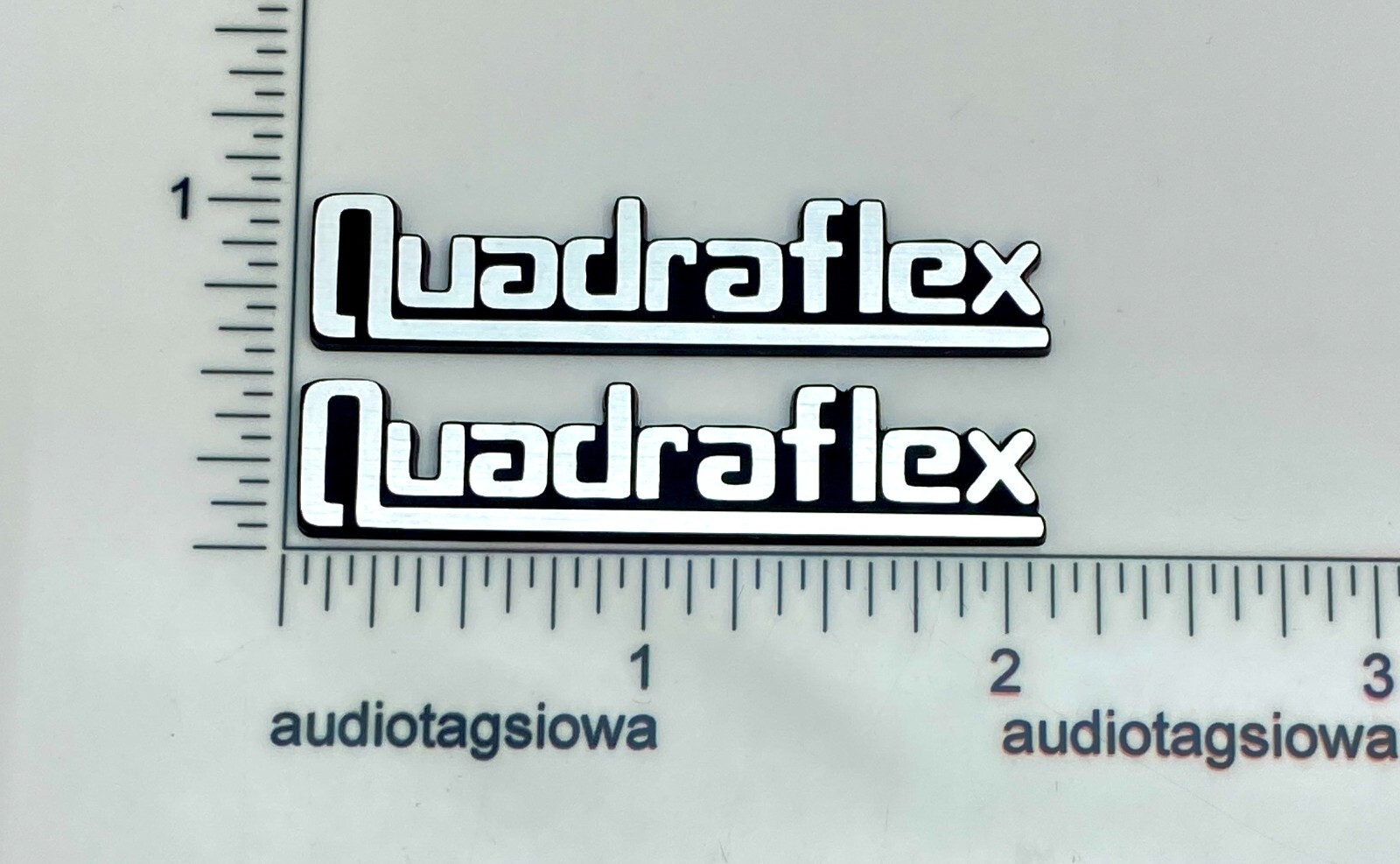 Quadraflex  Speaker Grill Badges Pair Custom Made Incised Acrylic