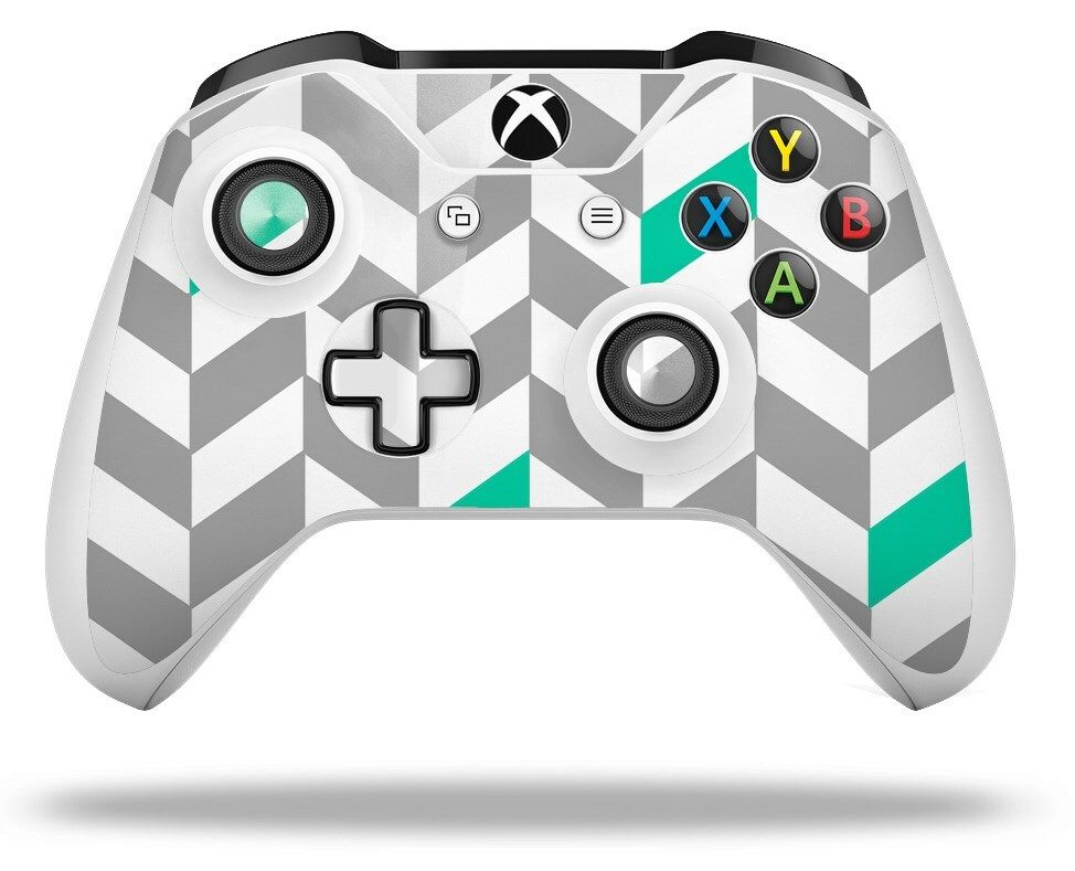 Skin for XBOX One S / X Controller Chevrons Gray And Turquoise Vinyl Decal