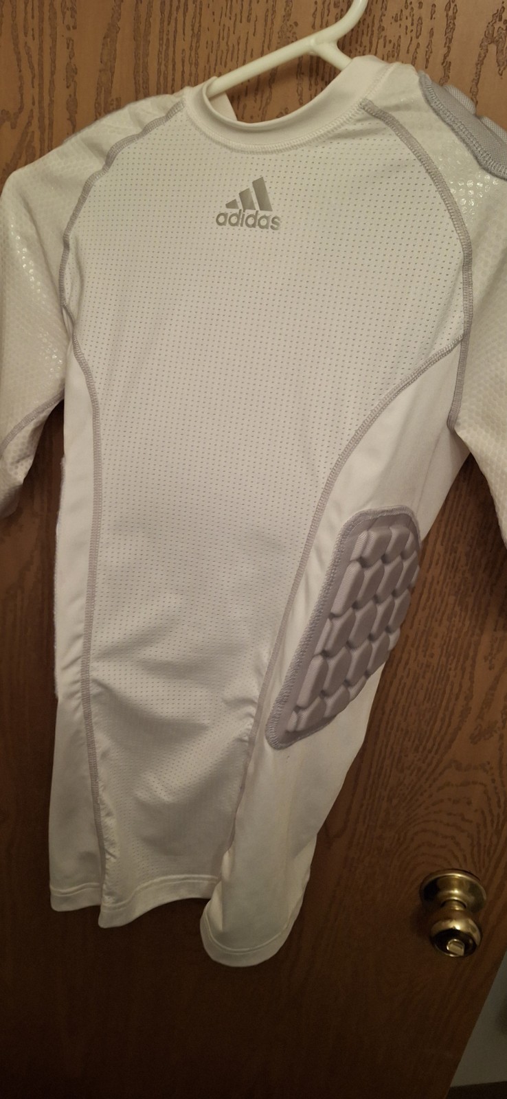 ADIDAS CLIMACOOL Padded Compression Shirt Youth Small Football Gear White Sport