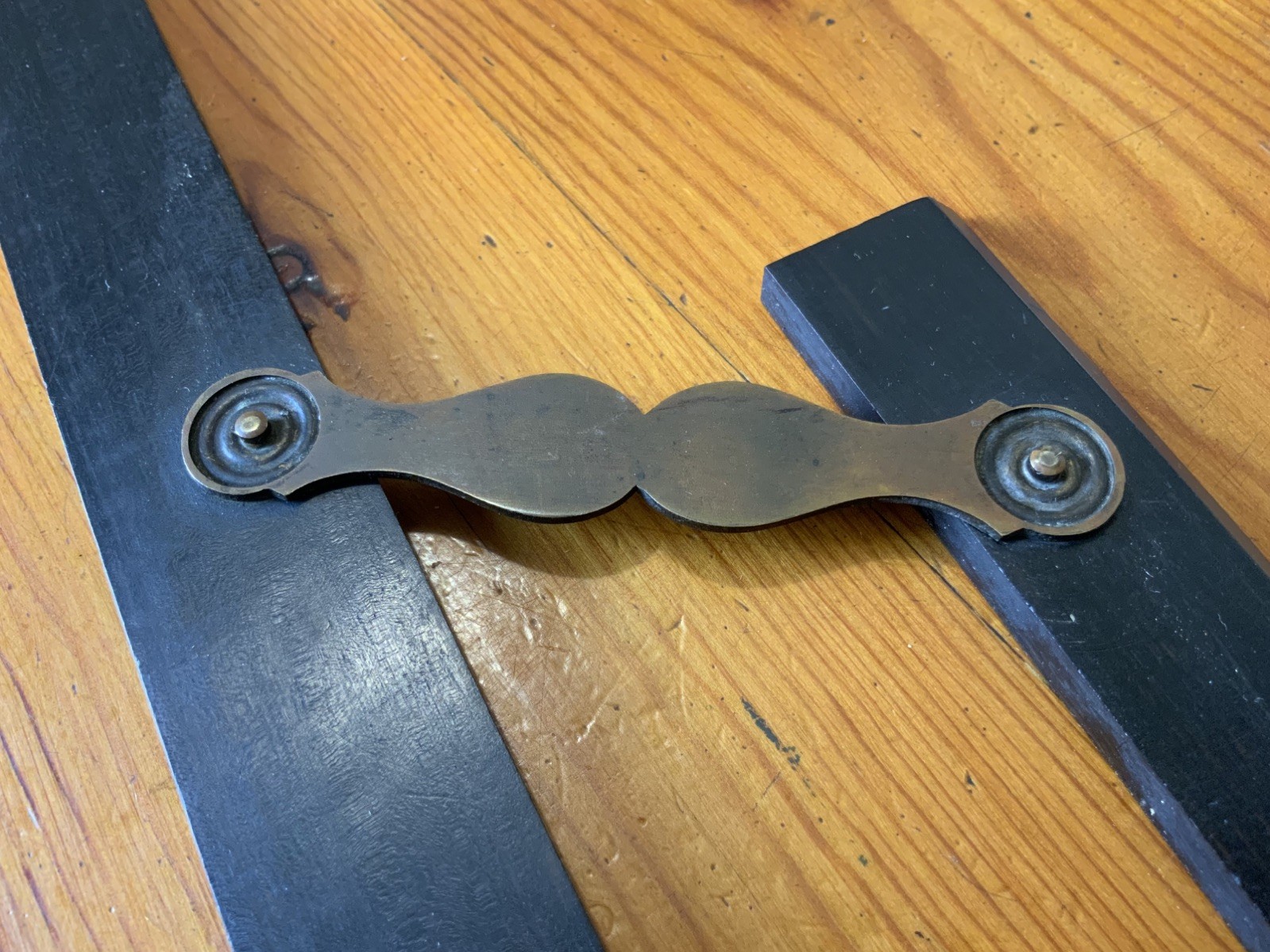 ANTIQUE EBONY AND BRASS 15” PARALLEL RULER