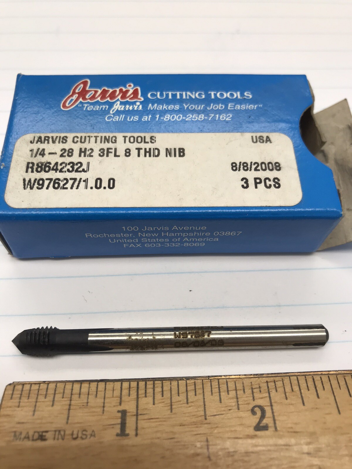 3 Pcs. 1/4-28 H2 3 Flute 8thd NIB Tap USA