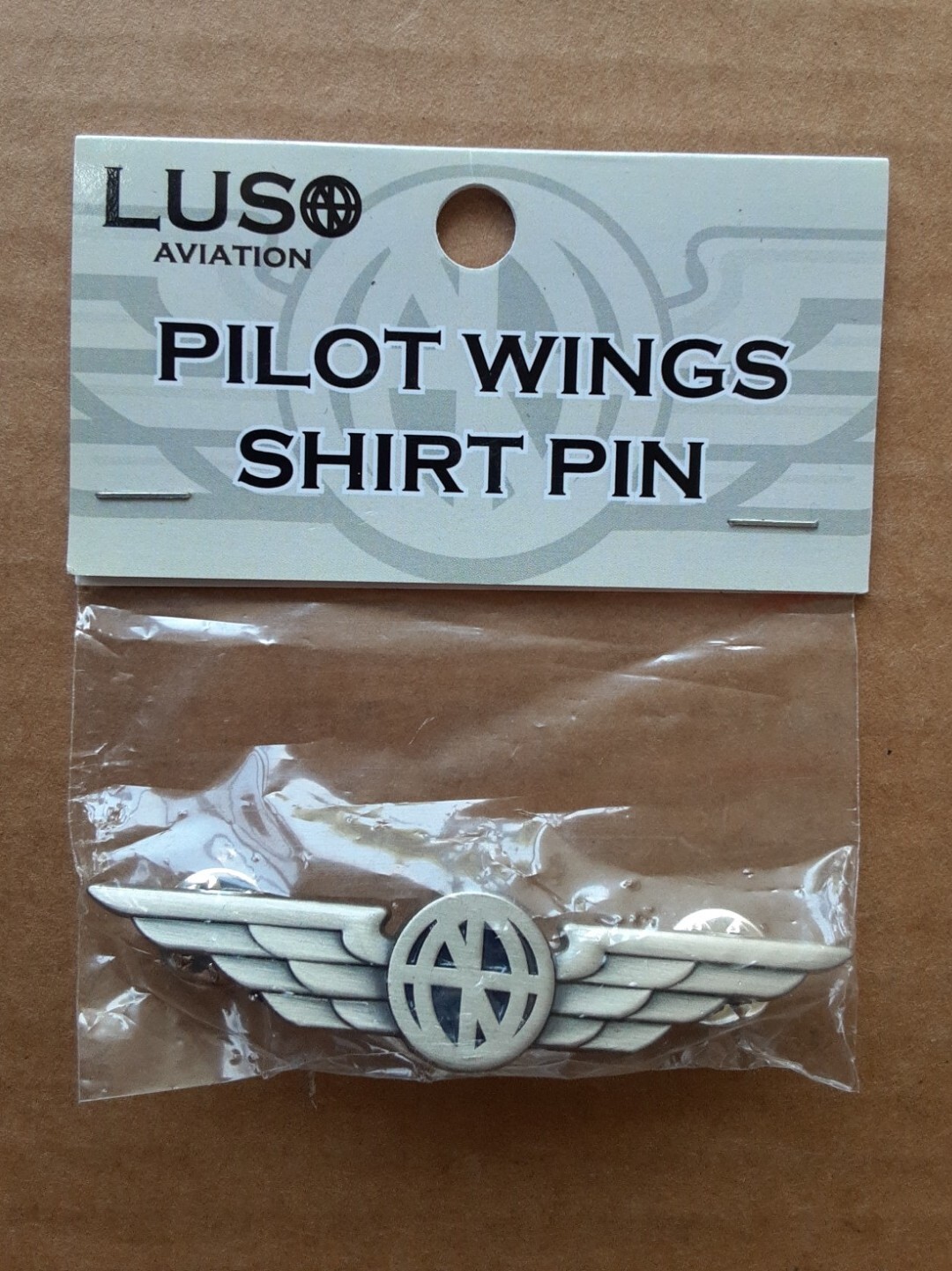 Luso Aviation PILOT WINGS - Aviator Shirt Pin SILVER Color With Clasps NEW