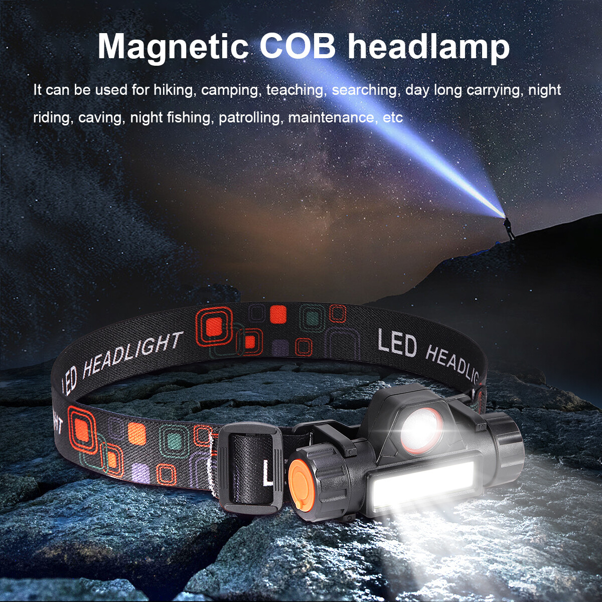 Lot Headlamp Rechargeable Forehead Head Light LED Lights 90°Rotation Flashlight