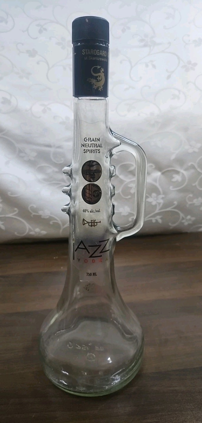 Starogard Jazz Vodka 750ml Glass Trumpet Shaped Collectable Bottle -Poland