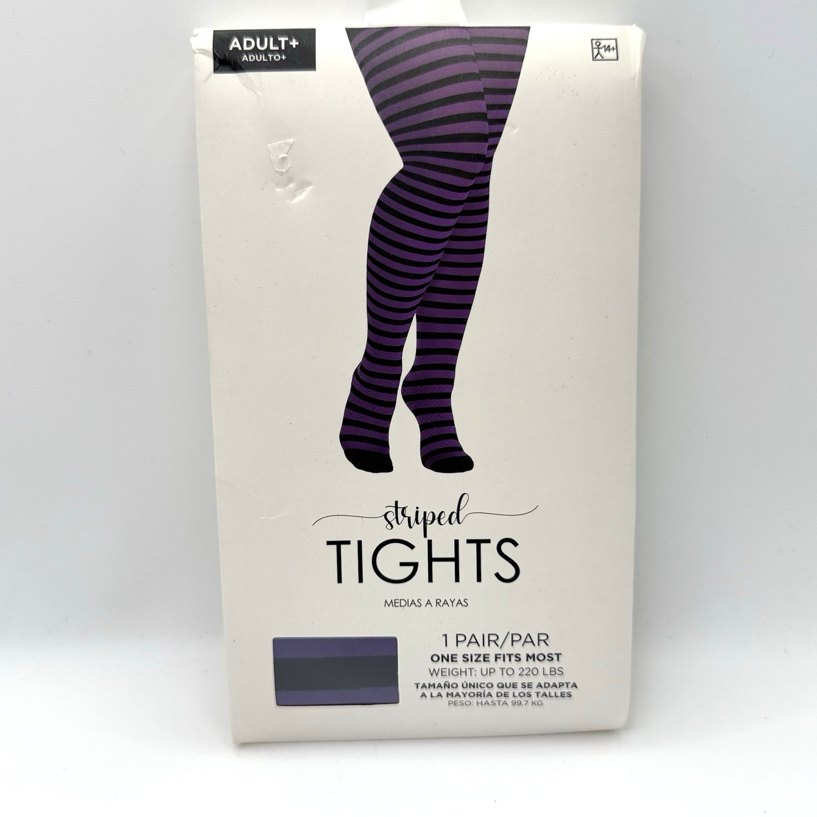 Suit Yourself Costume Co. Purple & Black Striped Tights – Adult+ 1X/2X Plus Size