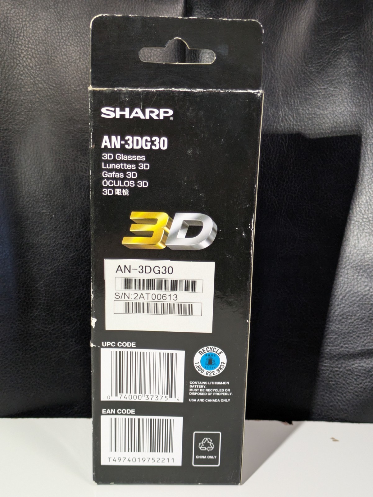 NIB Sharp 3D Glasses Rechargeable (Not Charging) 3D Glasses Sharp AN-3DG30