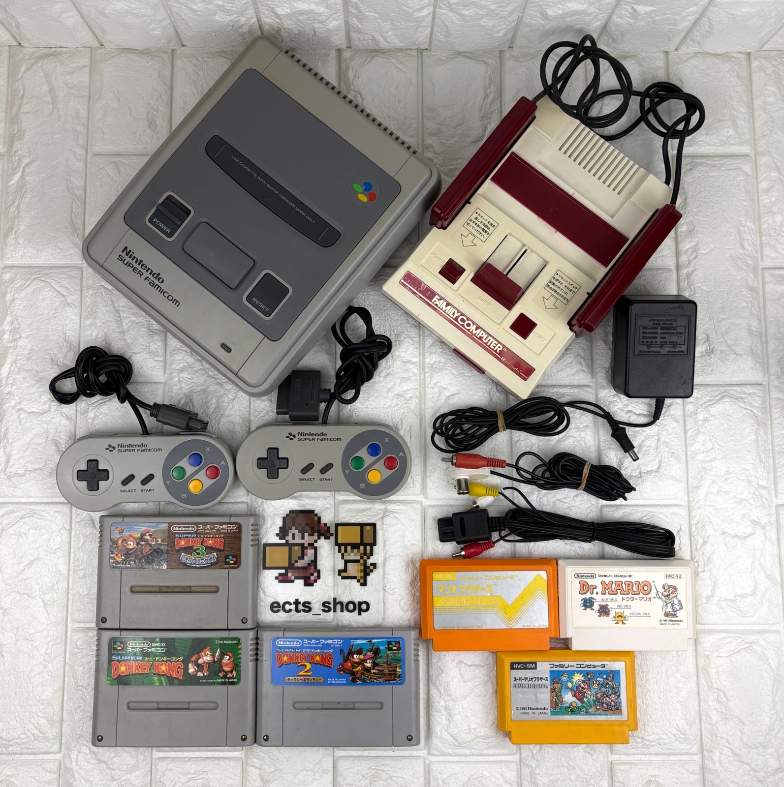 Nintendo Famicom Super Famicom Bundle 6 Games Mario Donkey Kong 1 2 3 Tested