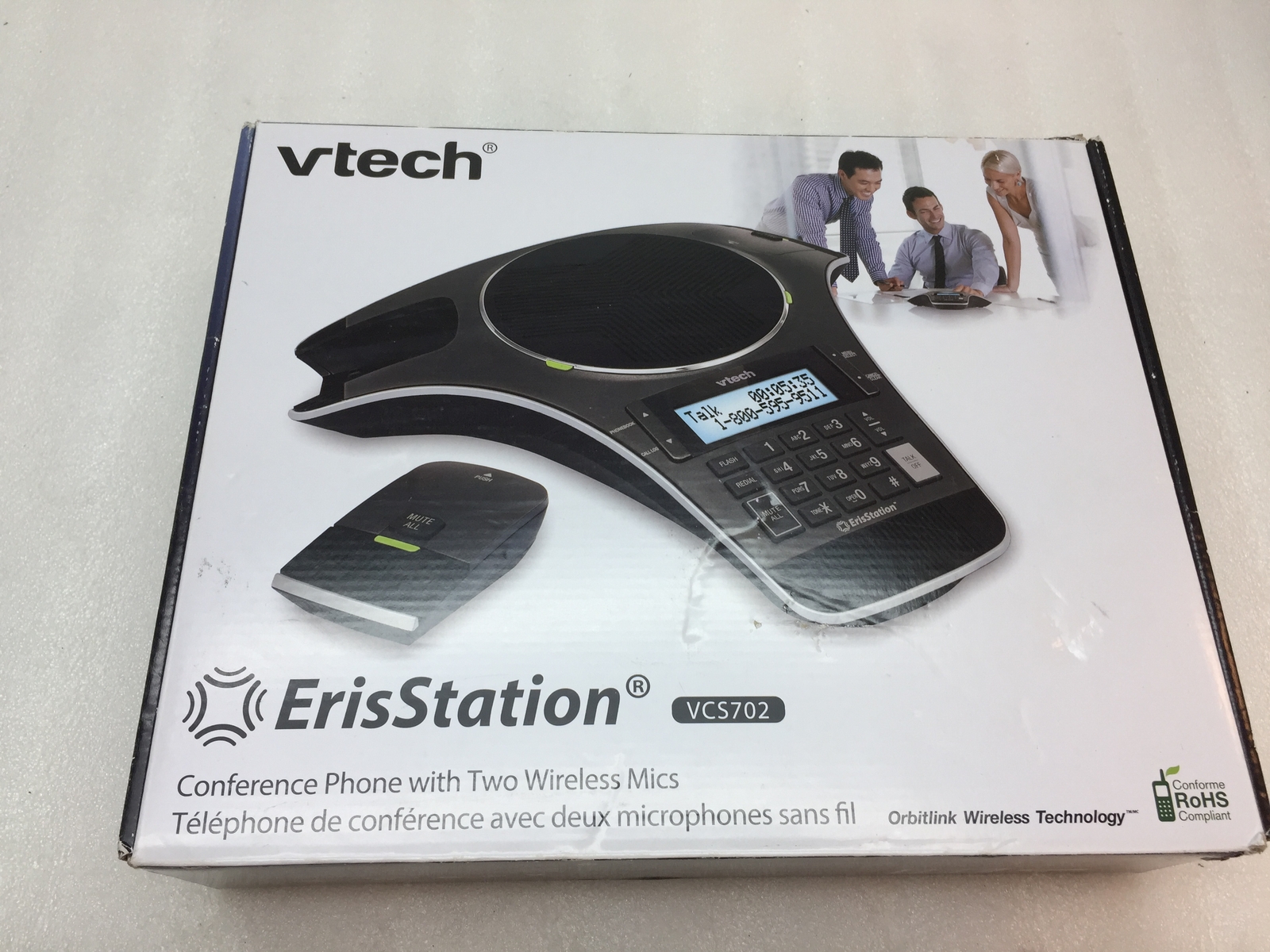 VTech Erisstation VCS702 Conference Phone w/ 2 Orbitlink Wireless Mics