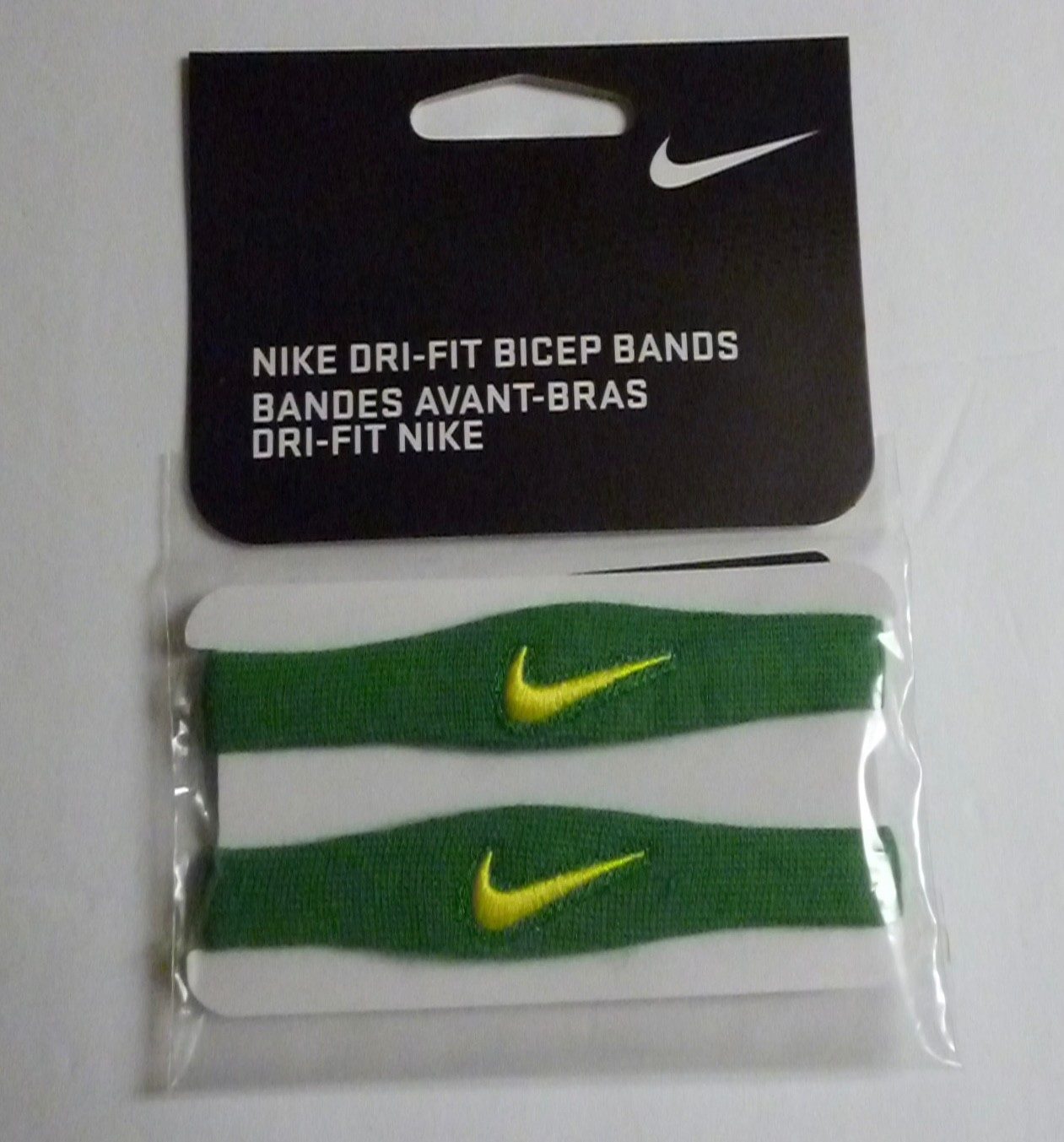 NWT NEW Nike Oregon Ducks Football PE Dri-Fit BICEP BANDS GREEN/Yellow swoosh