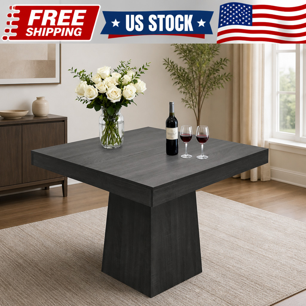 Square Dining for 4, 31.5'' Small Kitchen Table with Pedestal Base Farmho Table