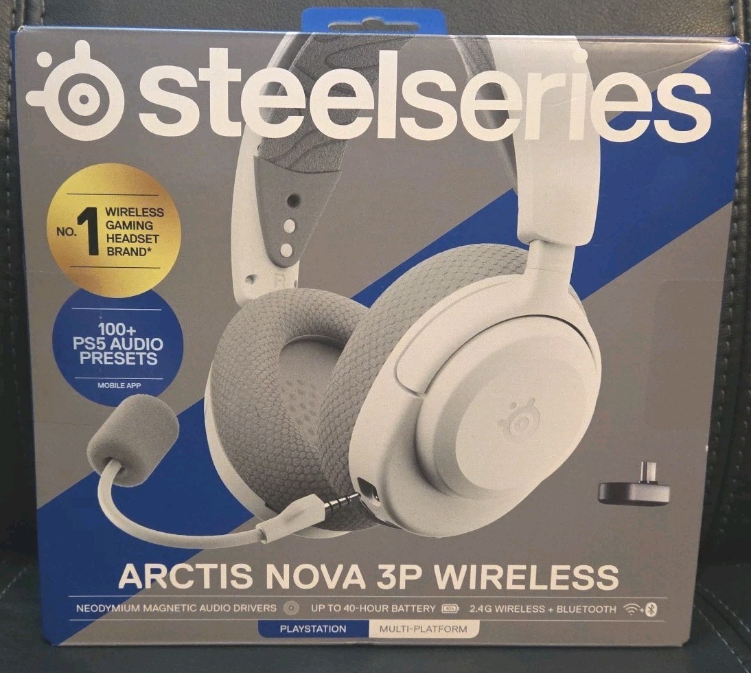 SteelSeries Arctis Nova 3P Wireless Multi-Platform Gaming Headset White 61687 Nw