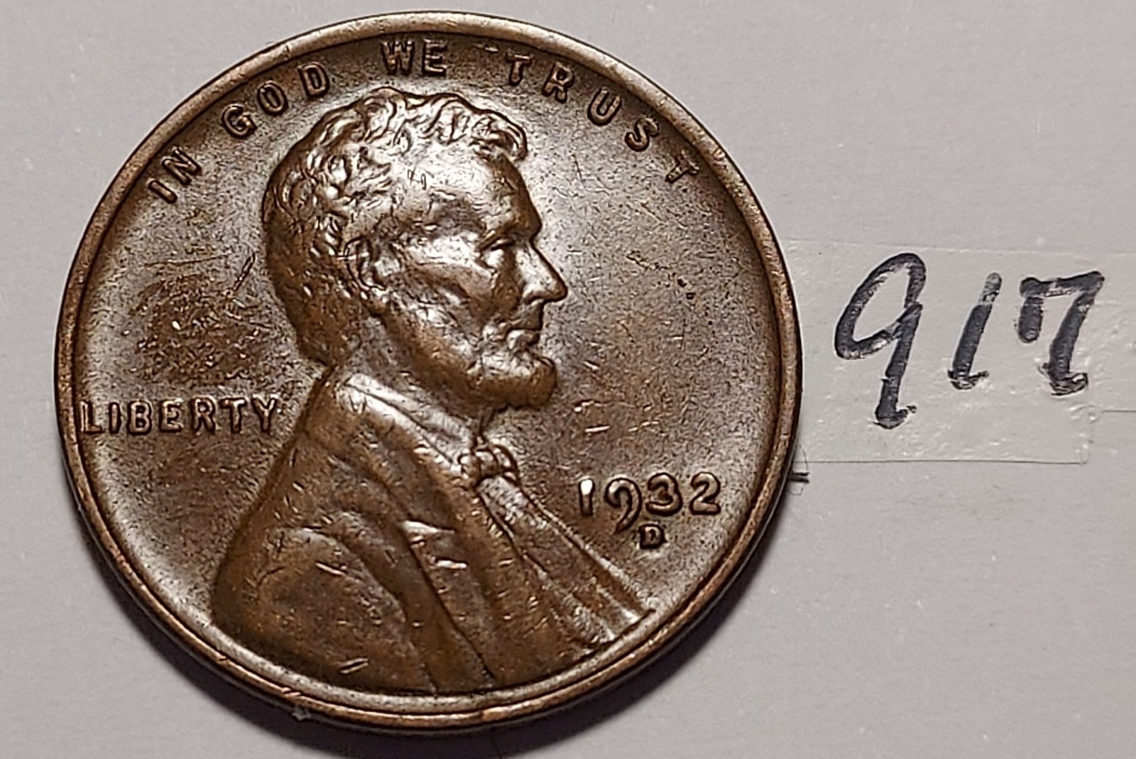 1932-D Lincoln Wheat Cent EXTREMELY FINE # 917