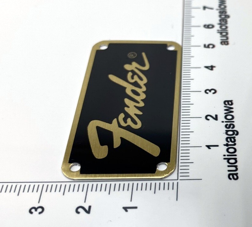 Fender Transitional Amp or Case Logo Badge Custom Made Metal with Gold Screws